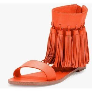YDN Orange Fashion Fringes Tassels Open Toe Sandals Low-Heel Back Zipper Shoes